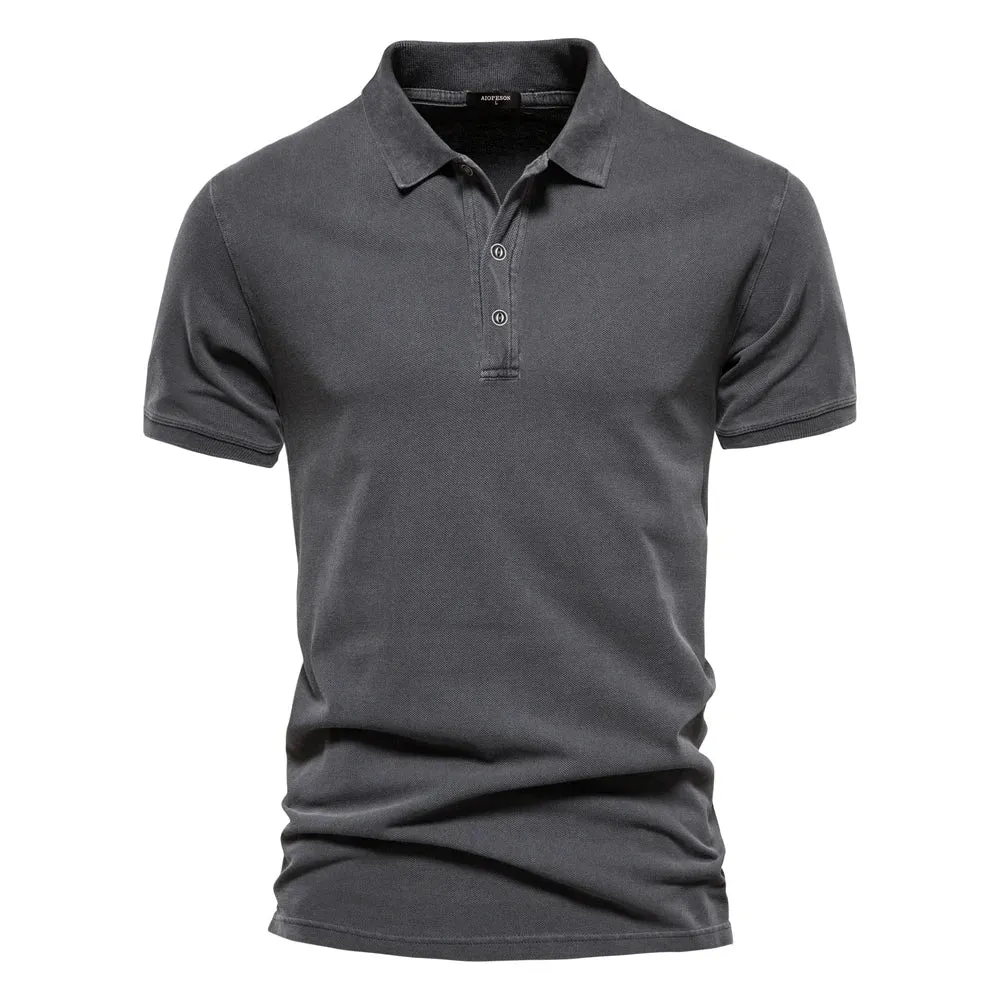 100% Cotton Solid Color Men's Polo Shirts Casual Short Sleeve Turndown Men's Shirts Fashion Streetwear Polos for Men