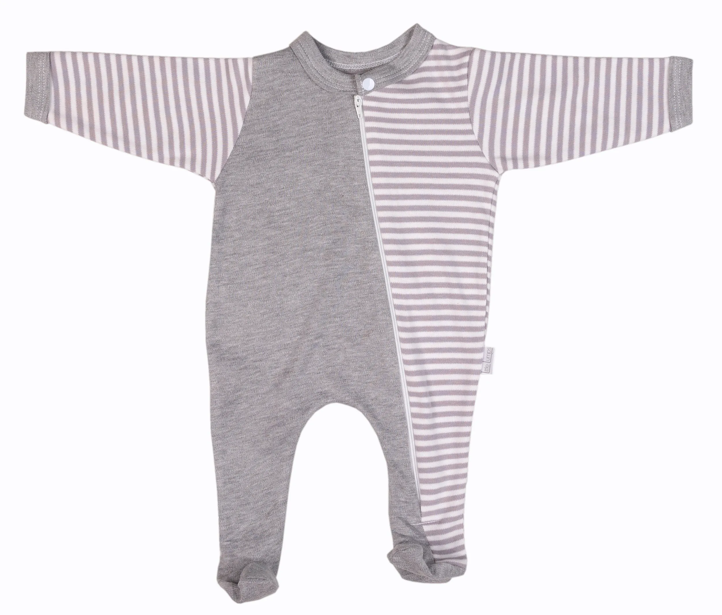 100% Cotton Striped Infant Zip Opening Babygro