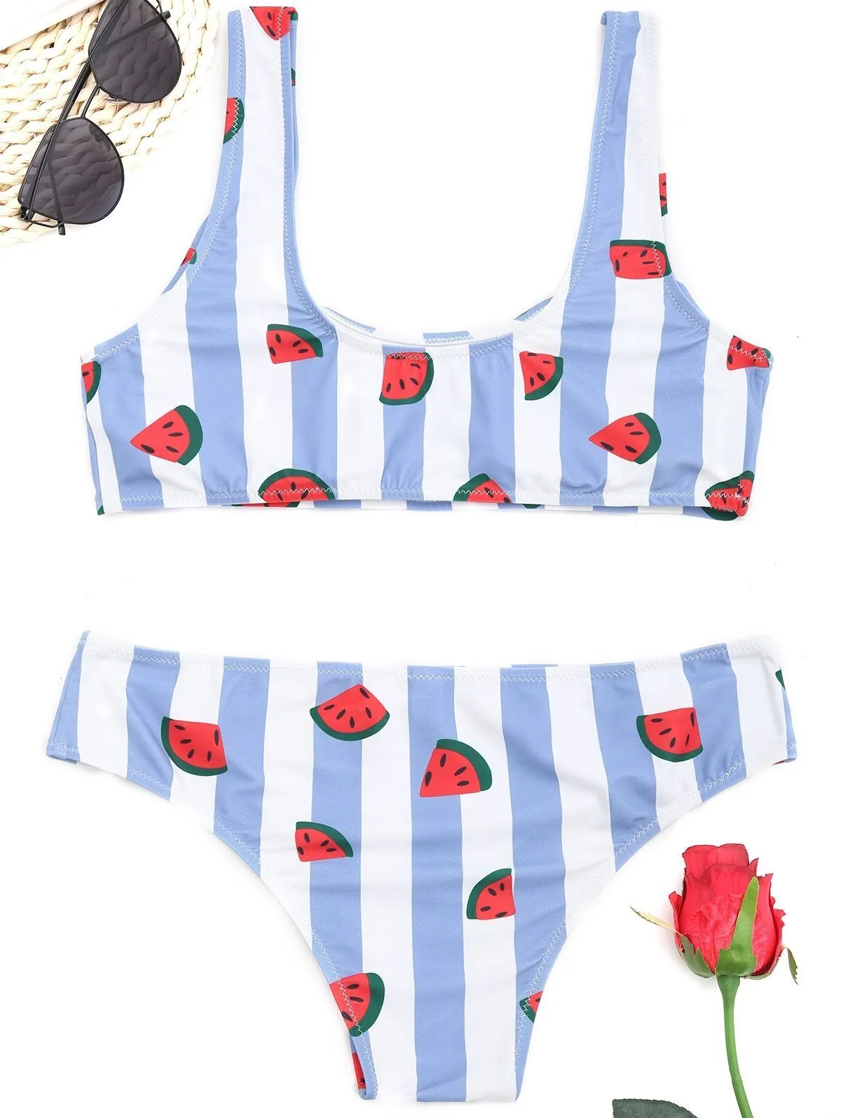 Adorable Watermelon Striped Bikini Set