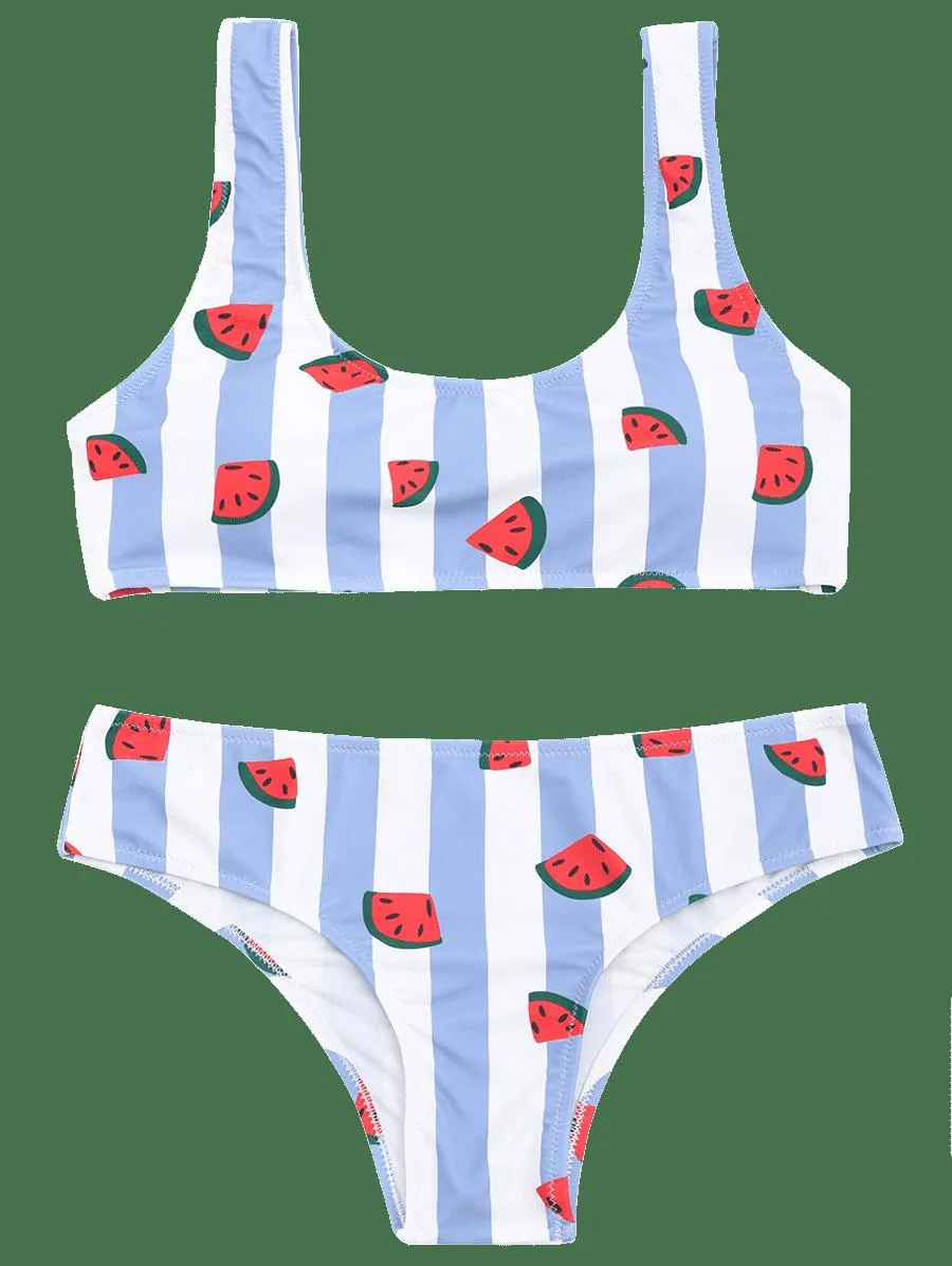 Adorable Watermelon Striped Bikini Set