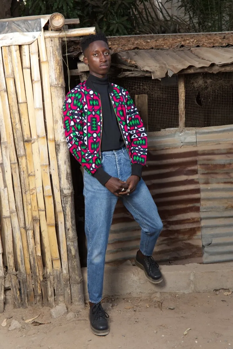 African Bomber Jacket In Electric Pink