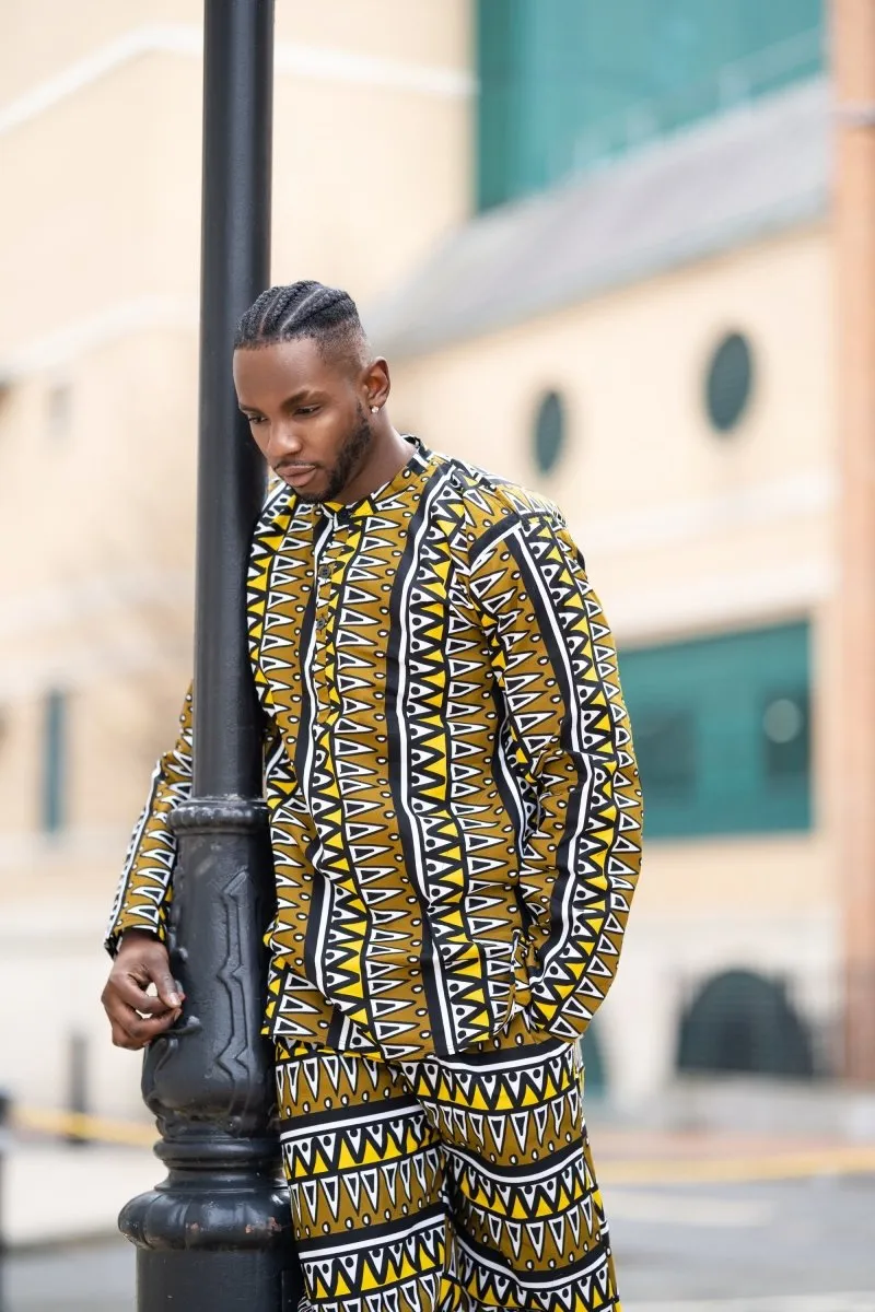 African Print Shirt in Mud Cloth