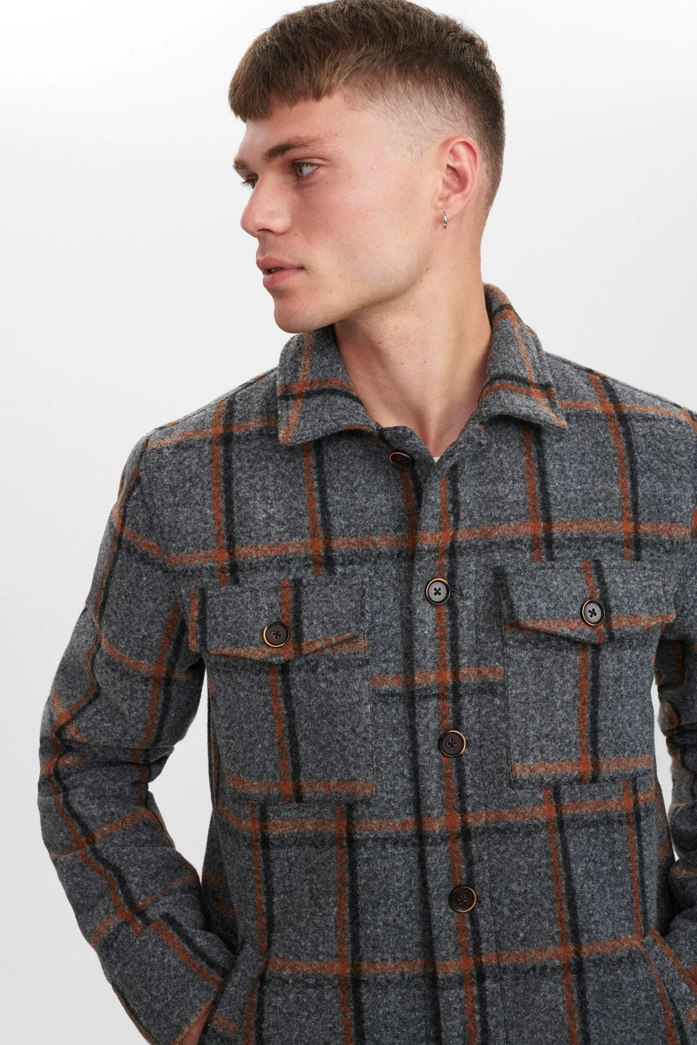 AKBASTIAN CHECK JACKET - Granit grey mel