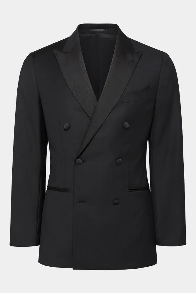 Alec Double Breasted Tuxedo - Black Wool