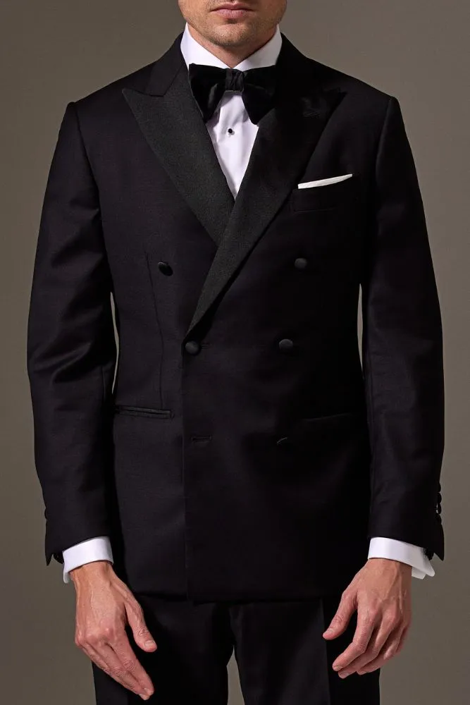 Alec Double Breasted Tuxedo - Black Wool