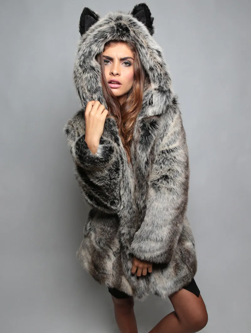 *Almost Purfect* Classic Grey Wolf Faux Fur Coat