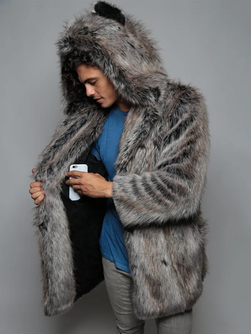 *Almost Purfect* Classic Grey Wolf Faux Fur Coat