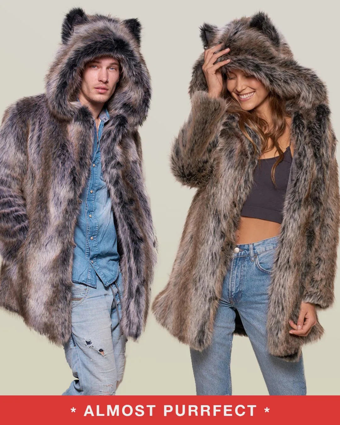 *Almost Purfect* Classic Grey Wolf Faux Fur Coat