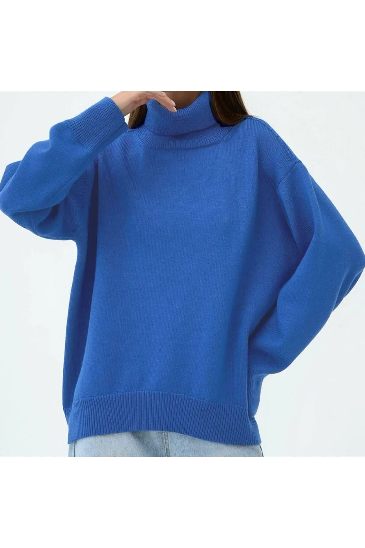 Angela Turtle Neck Dropped Shoulder Sweater