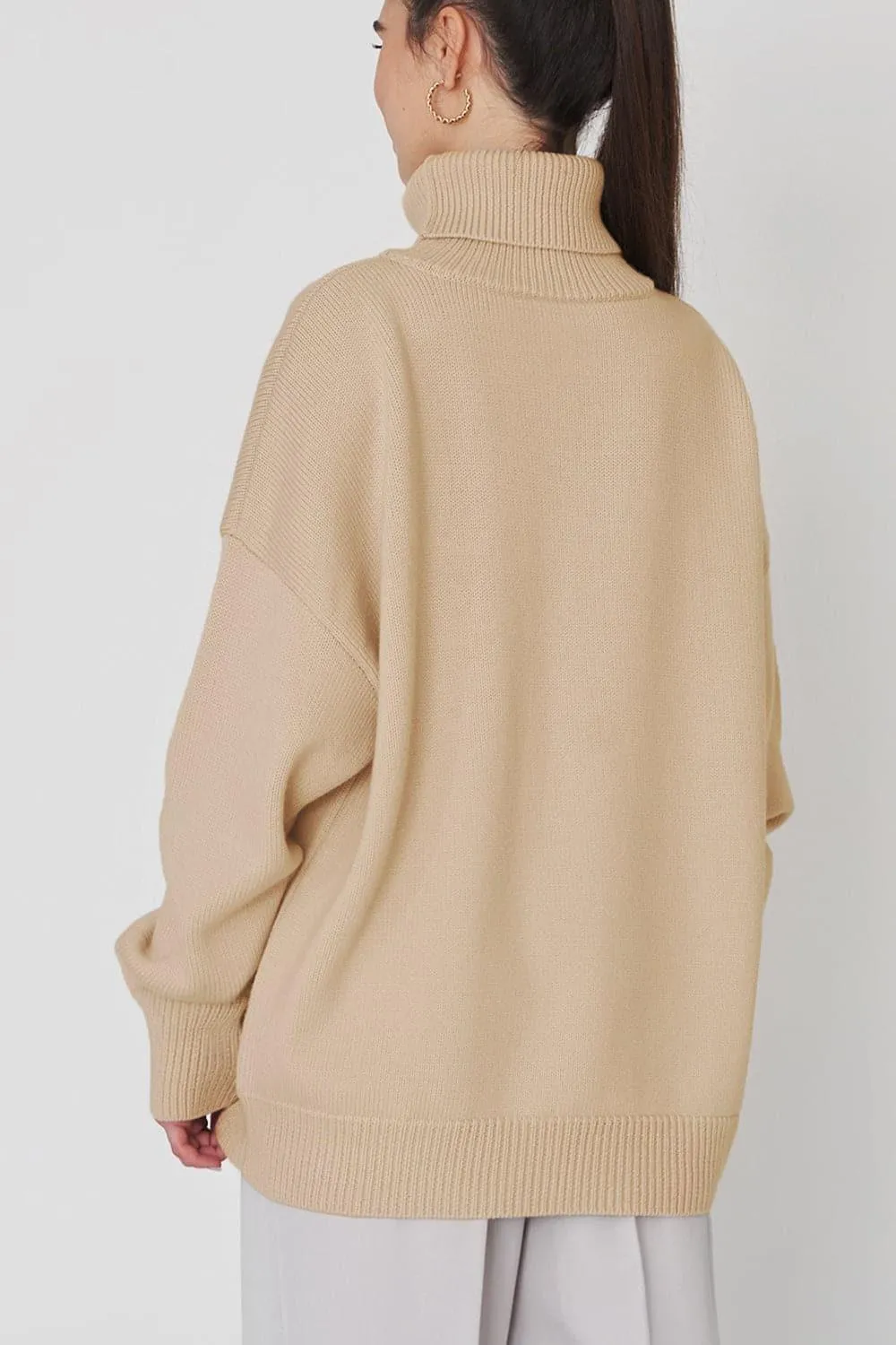 Angela Turtle Neck Dropped Shoulder Sweater