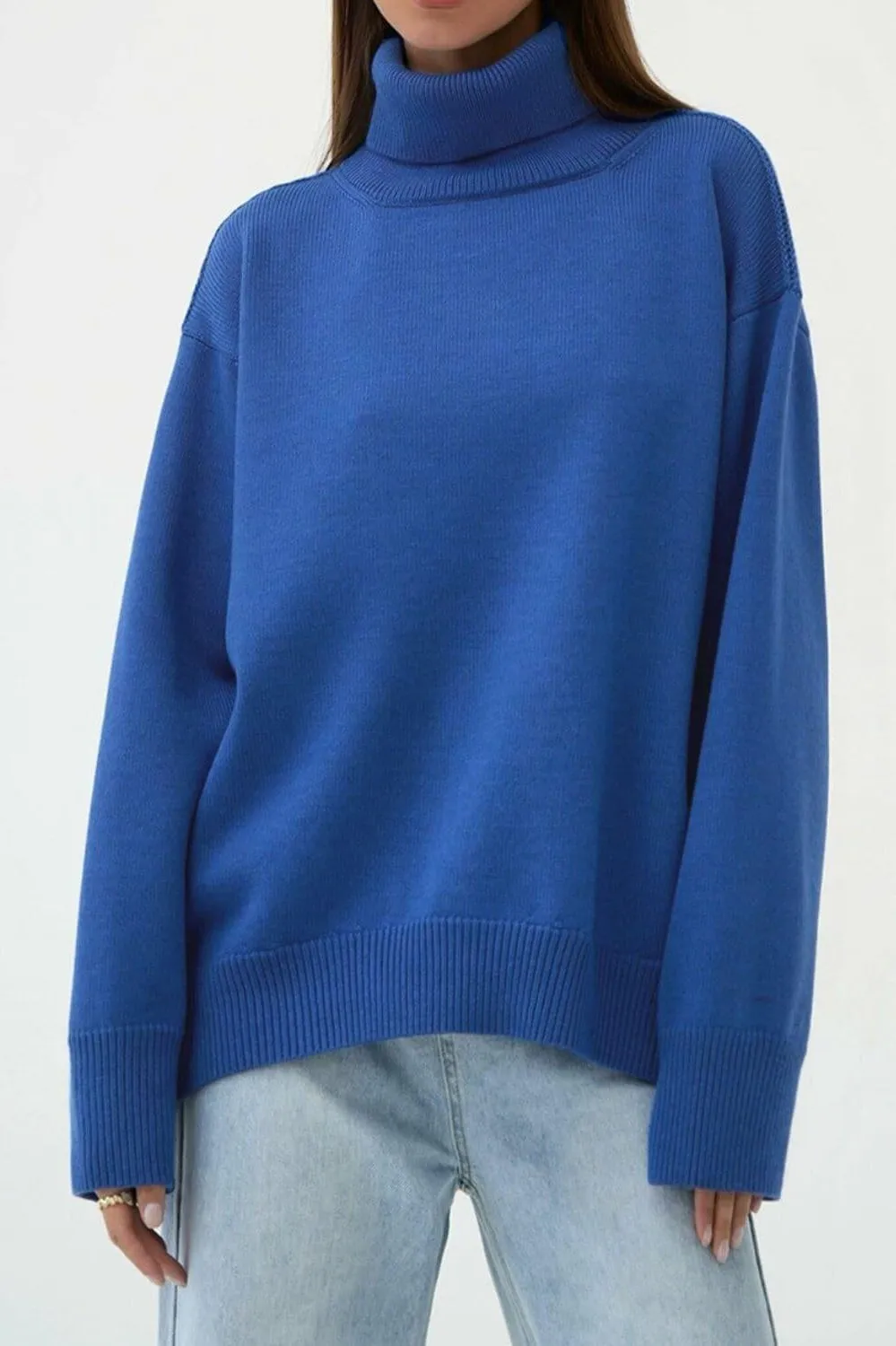 Angela Turtle Neck Dropped Shoulder Sweater