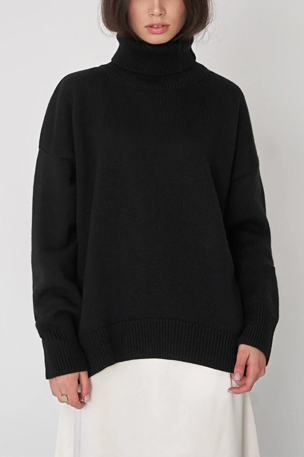 Angela Turtle Neck Dropped Shoulder Sweater