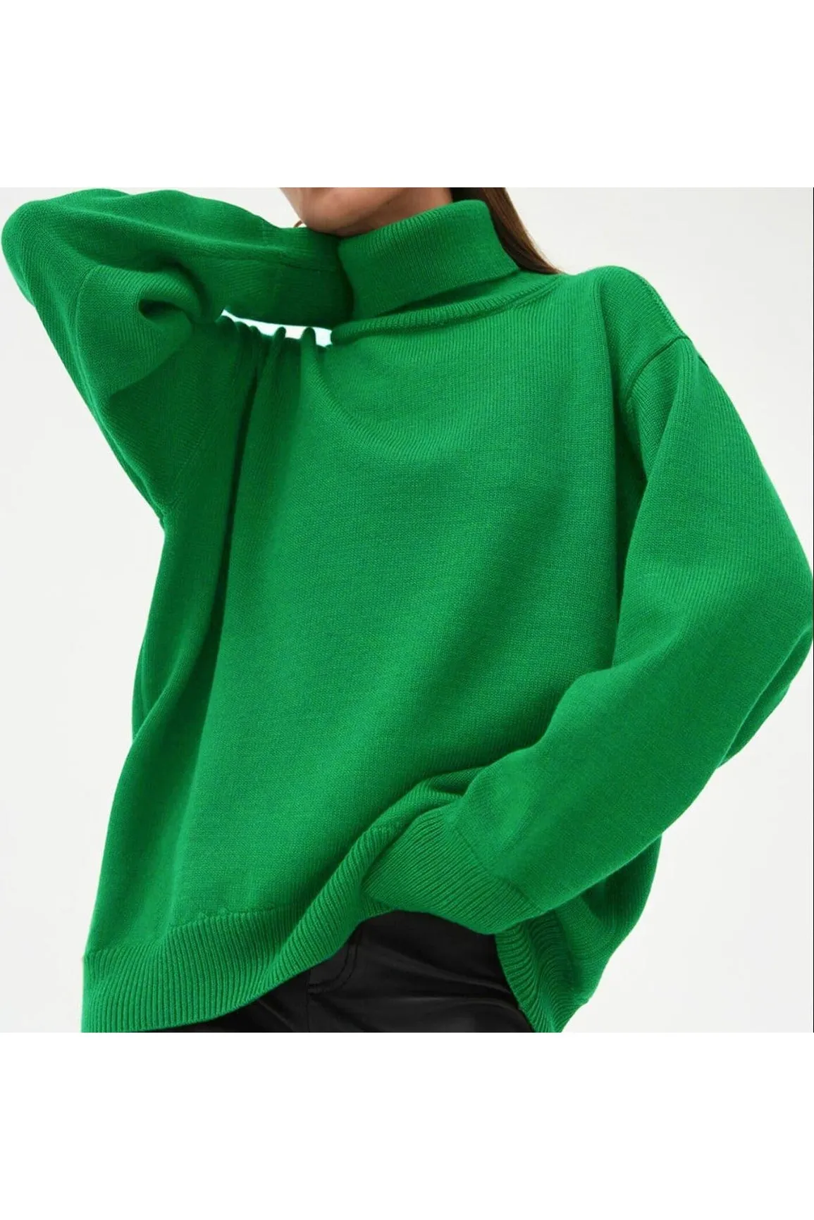 Angela Turtle Neck Dropped Shoulder Sweater