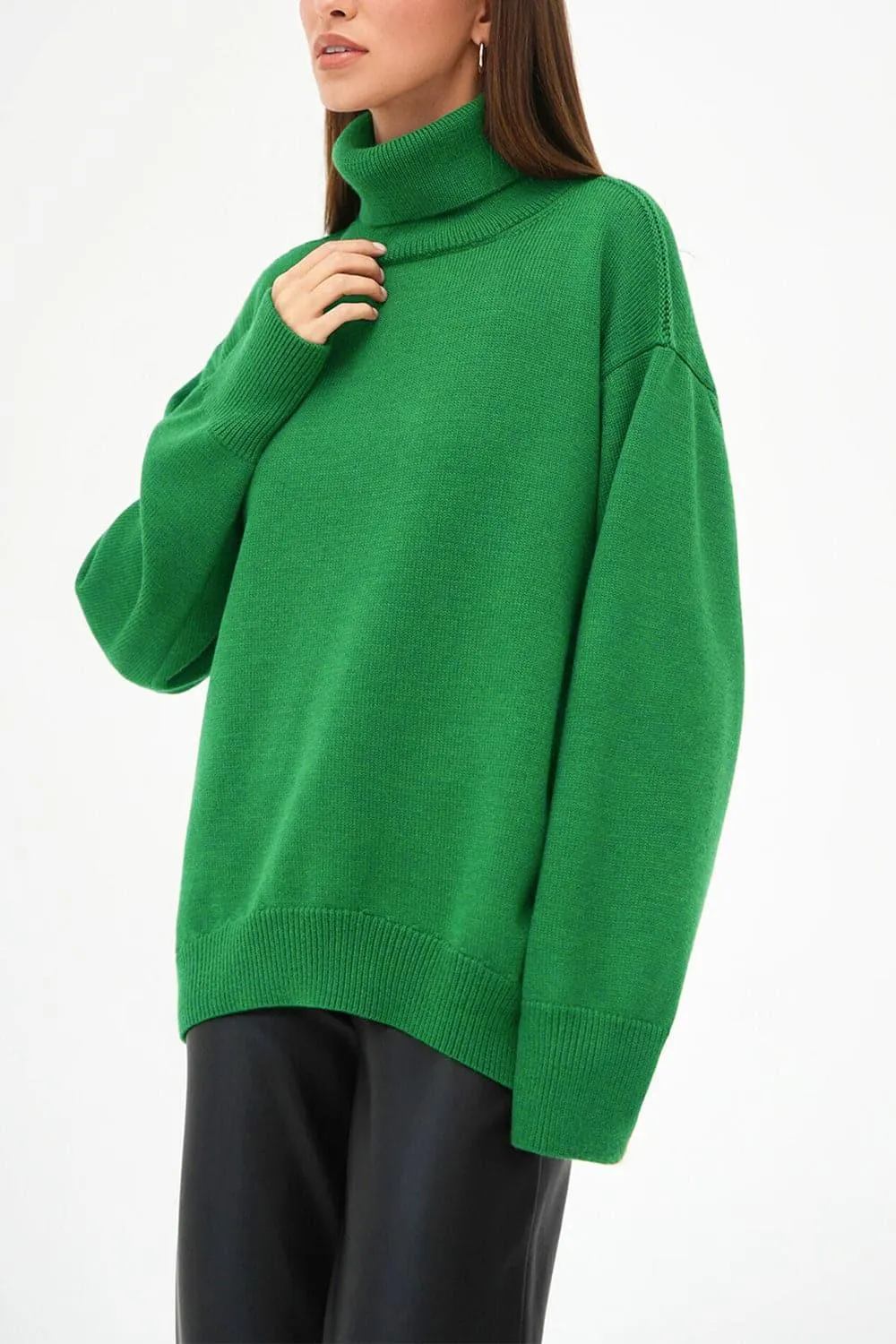 Angela Turtle Neck Dropped Shoulder Sweater