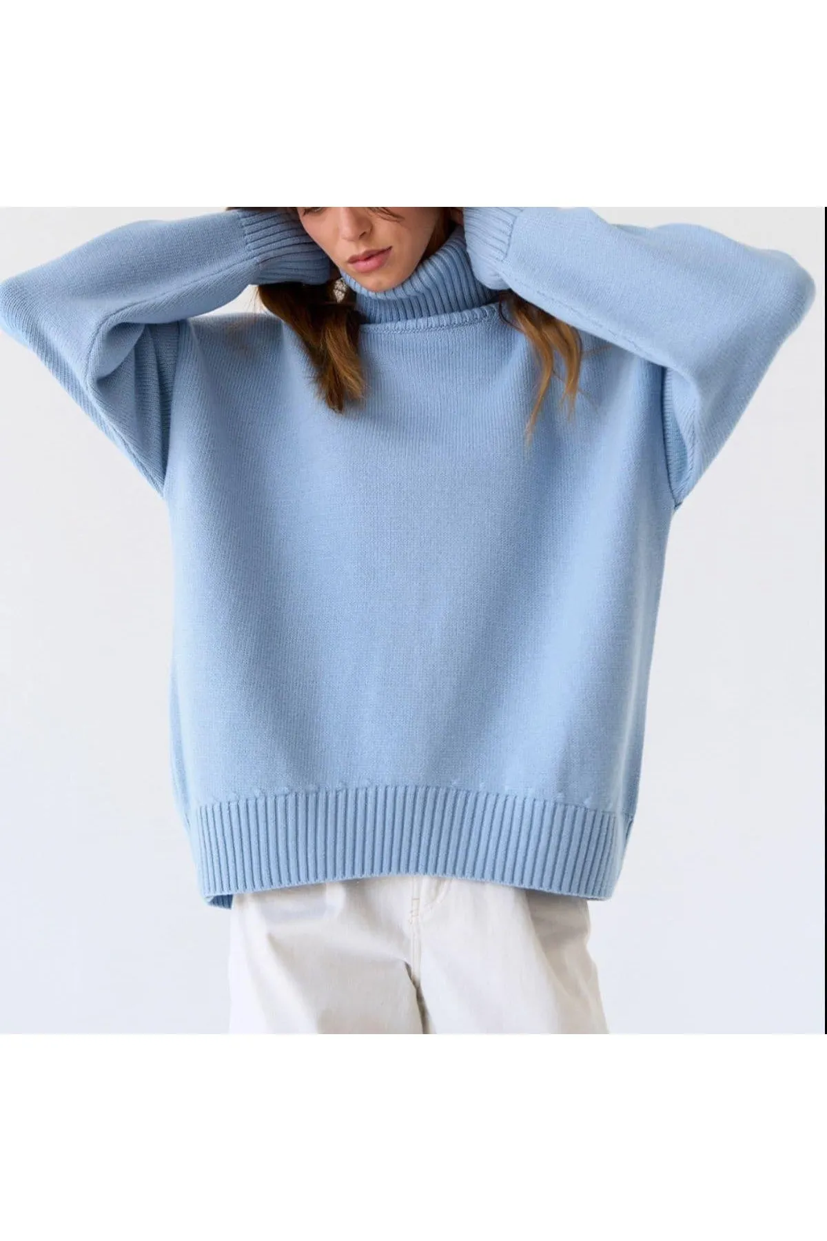 Angela Turtle Neck Dropped Shoulder Sweater