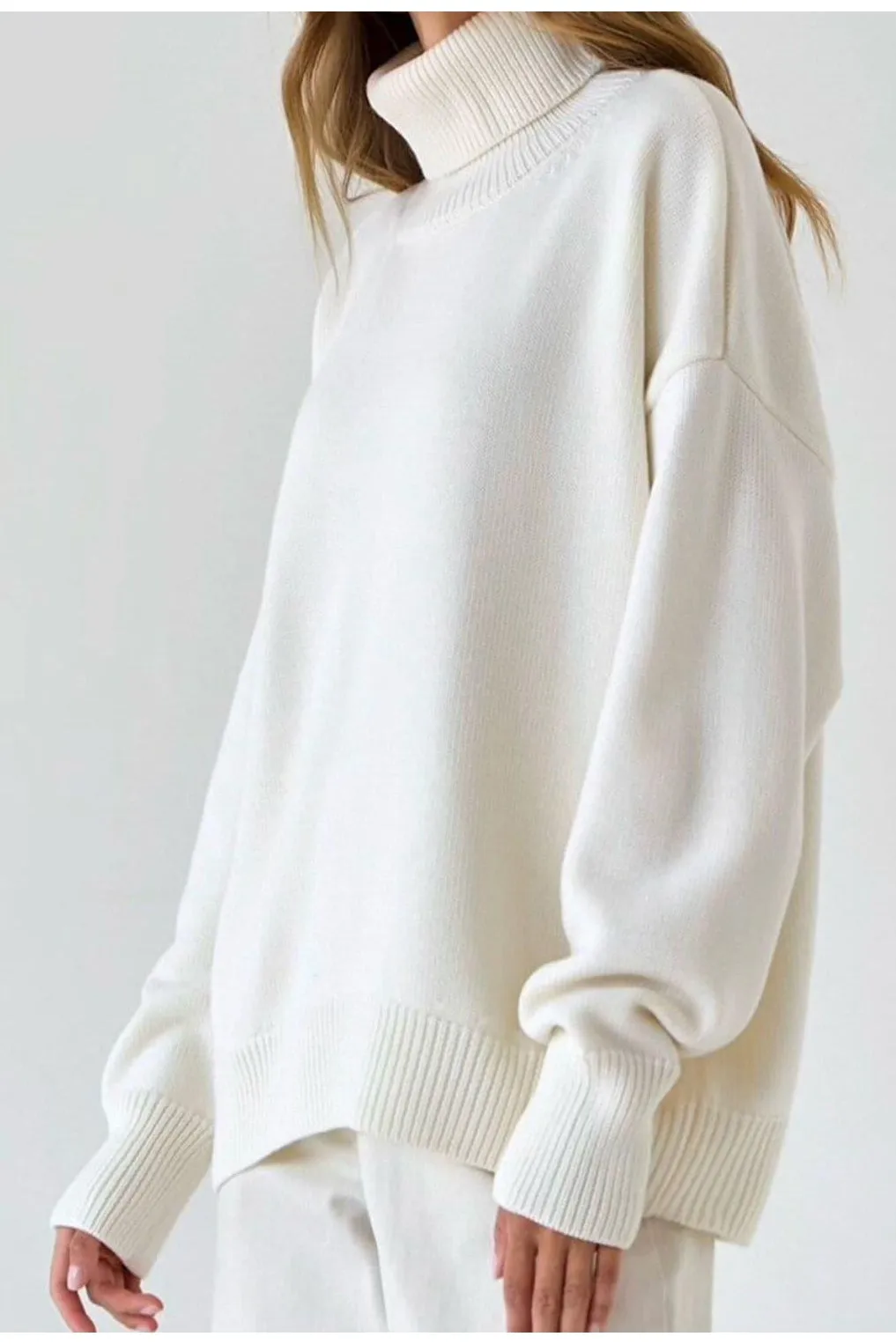 Angela Turtle Neck Dropped Shoulder Sweater