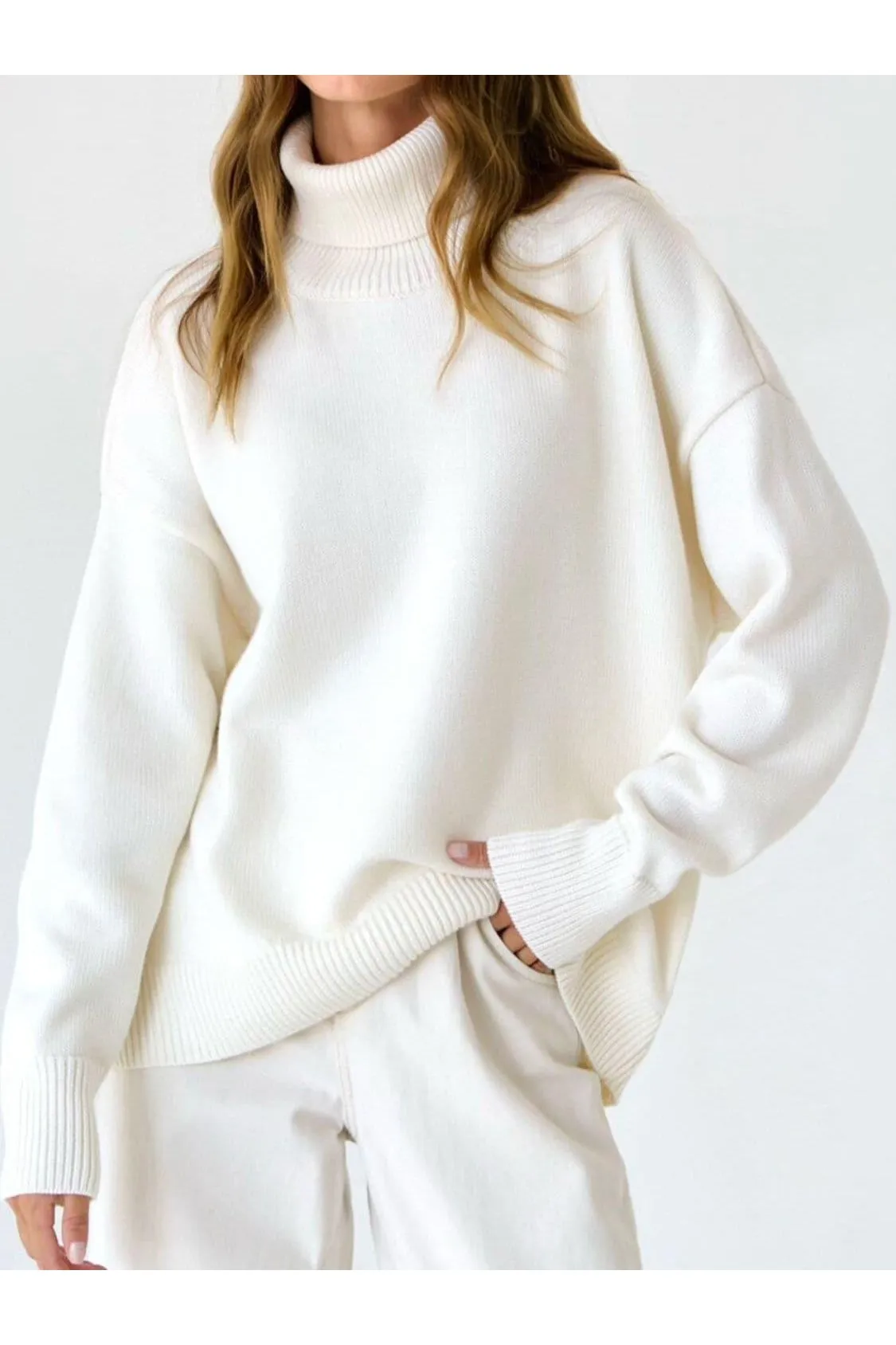 Angela Turtle Neck Dropped Shoulder Sweater