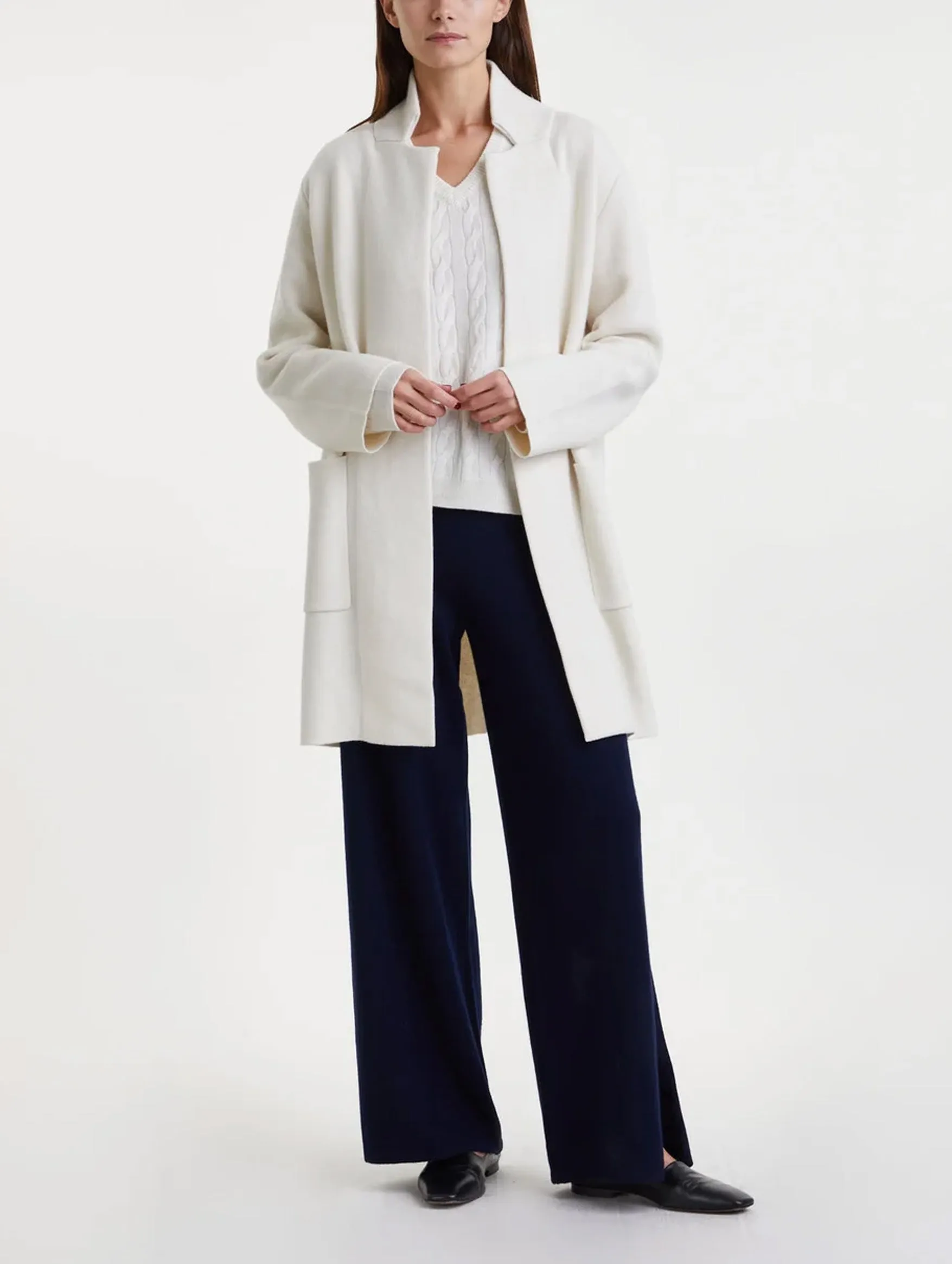 Anni Cashmere Cardigan Coat in Cream