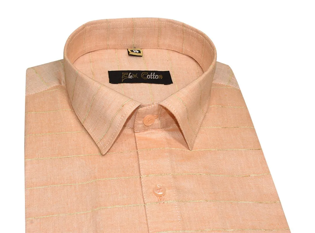 Apricot Orange Color 3D Lining Cotton Shirts For Men's