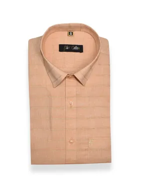 Apricot Orange Color 3D Lining Cotton Shirts For Men's