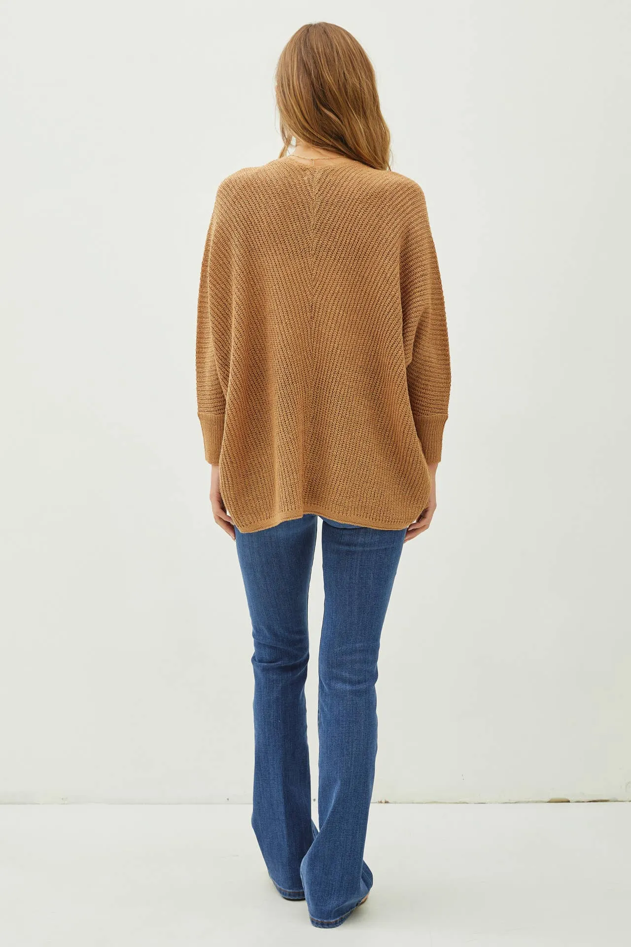 Autumn Dolman Knit Cardigan: Camel