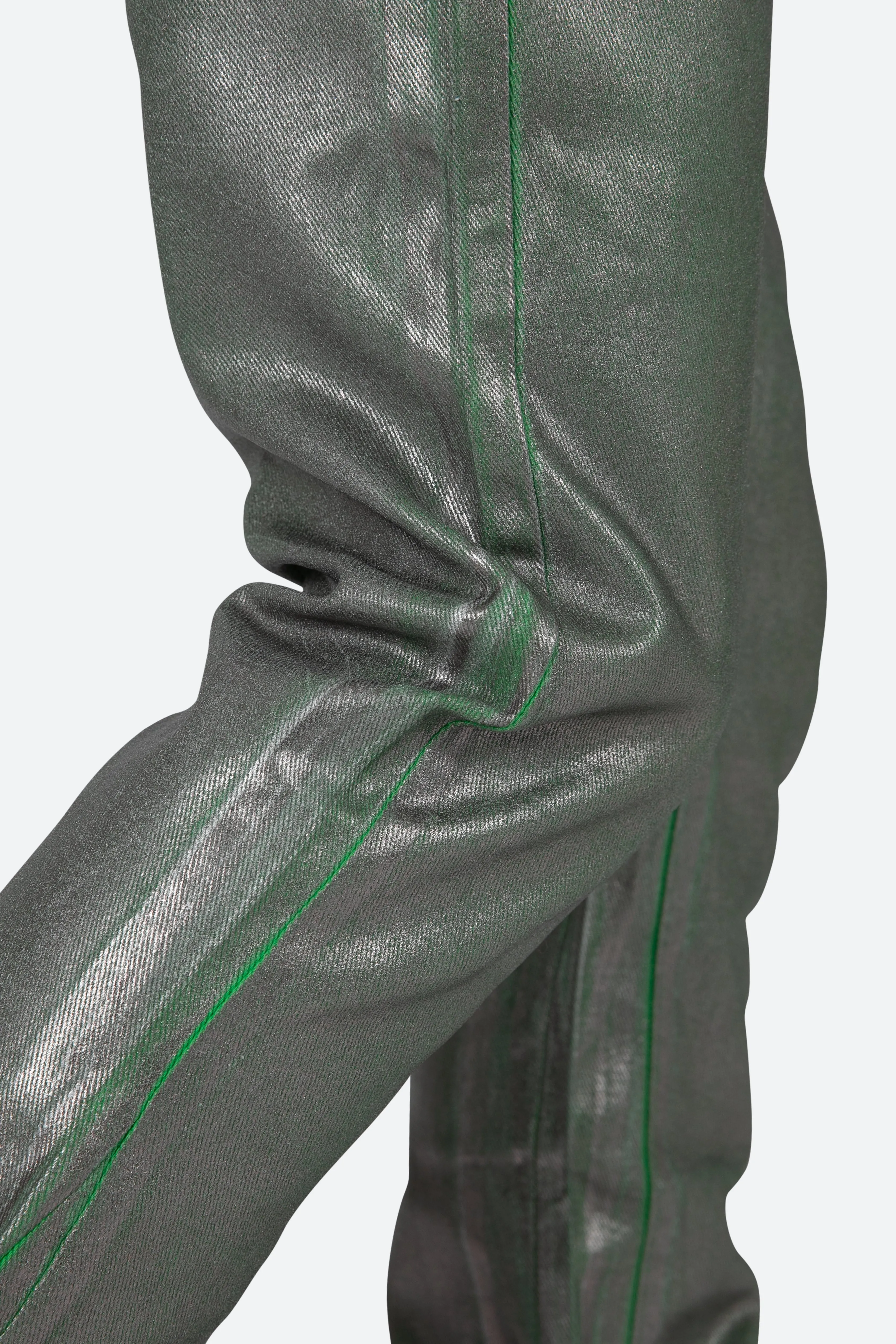 B427 Metallic Flare Denim - Green