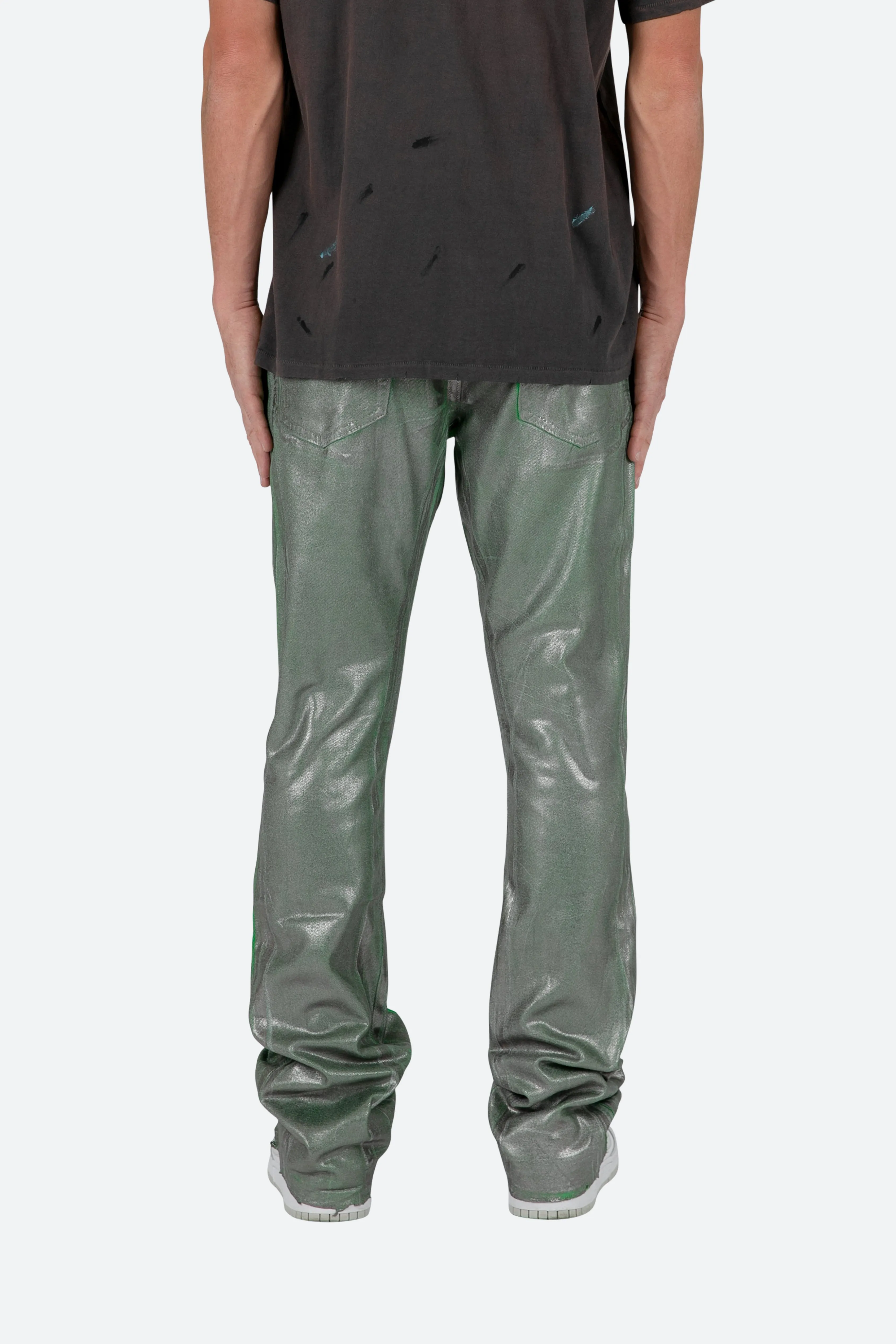 B427 Metallic Flare Denim - Green