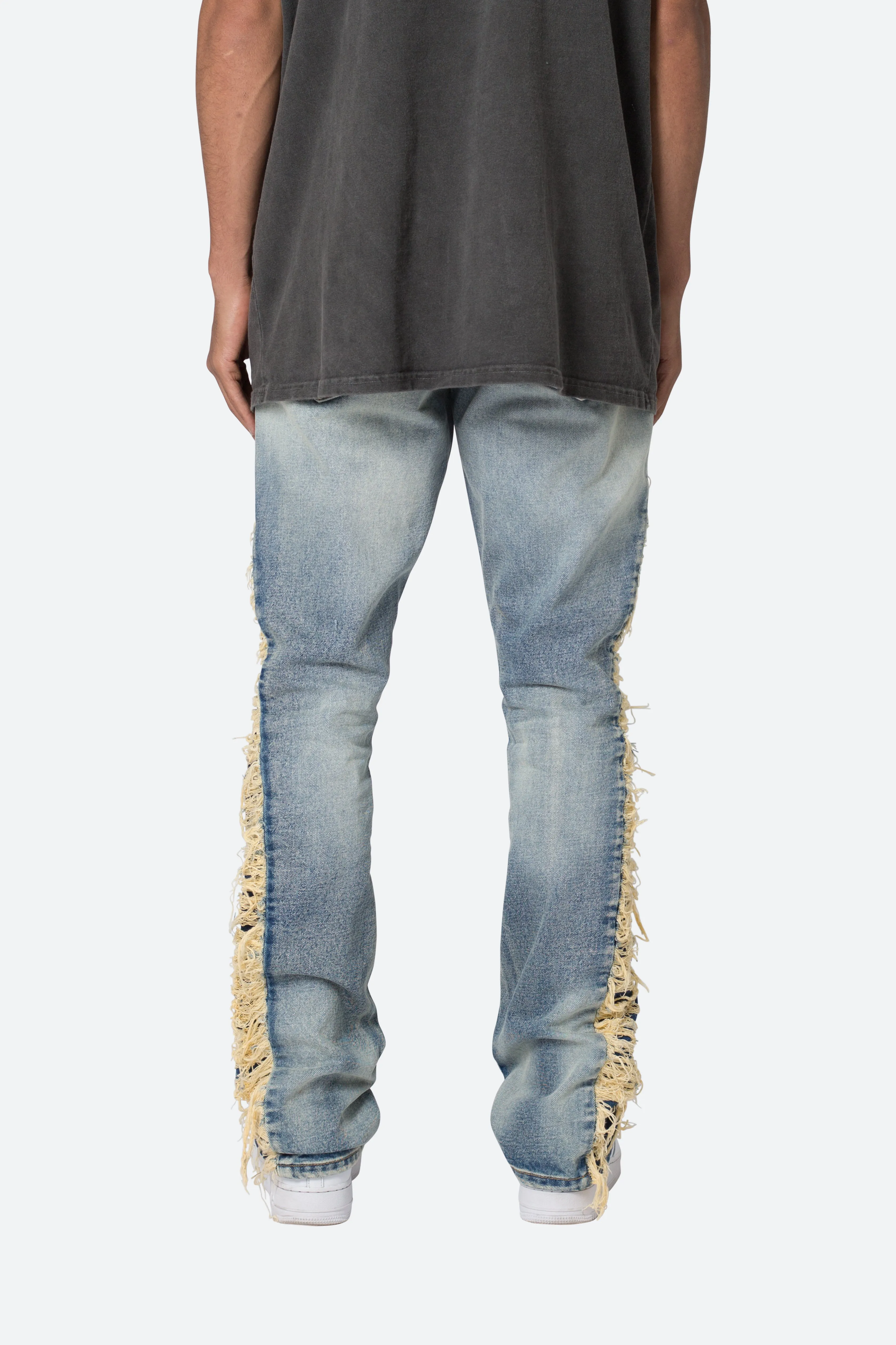 B586 Distressed Flare Denim - Blue