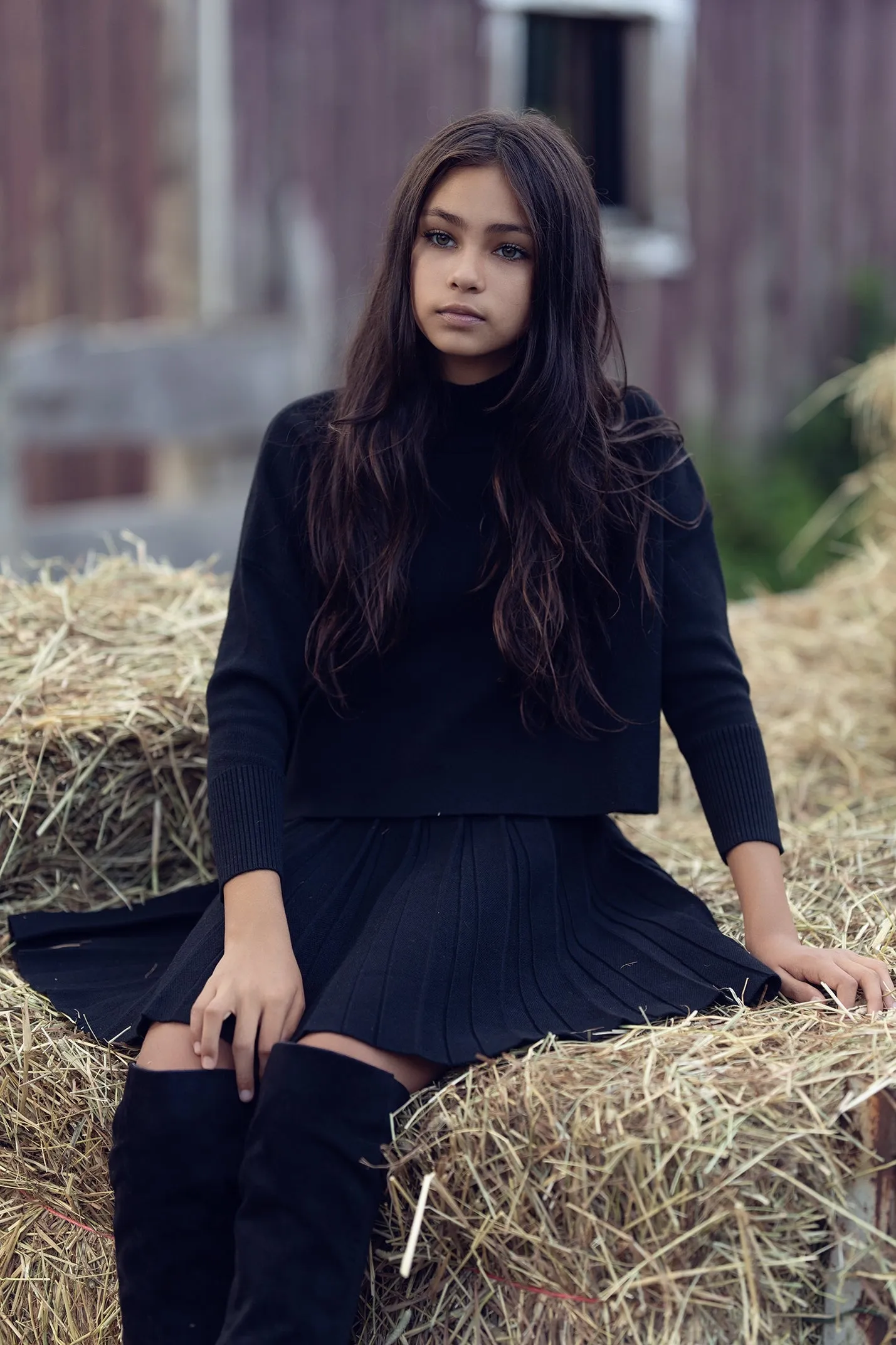 Bamboo Original Black Knit Cropped Turtleneck Sweater [Final Sale]