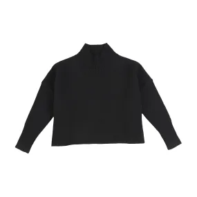 Bamboo Original Black Knit Cropped Turtleneck Sweater [Final Sale]