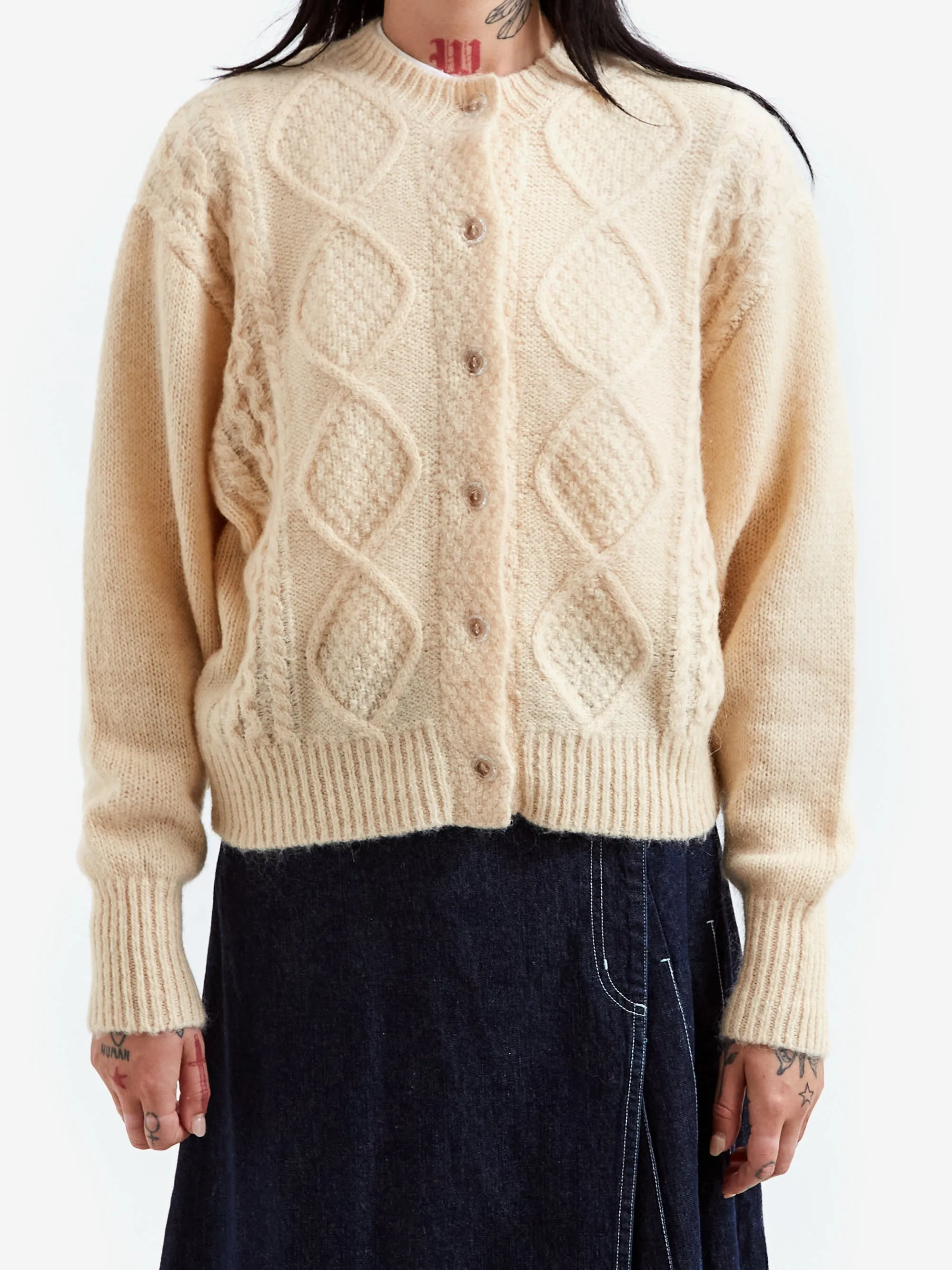 Beams Boy Mohair Alan Cardigan - Ivory