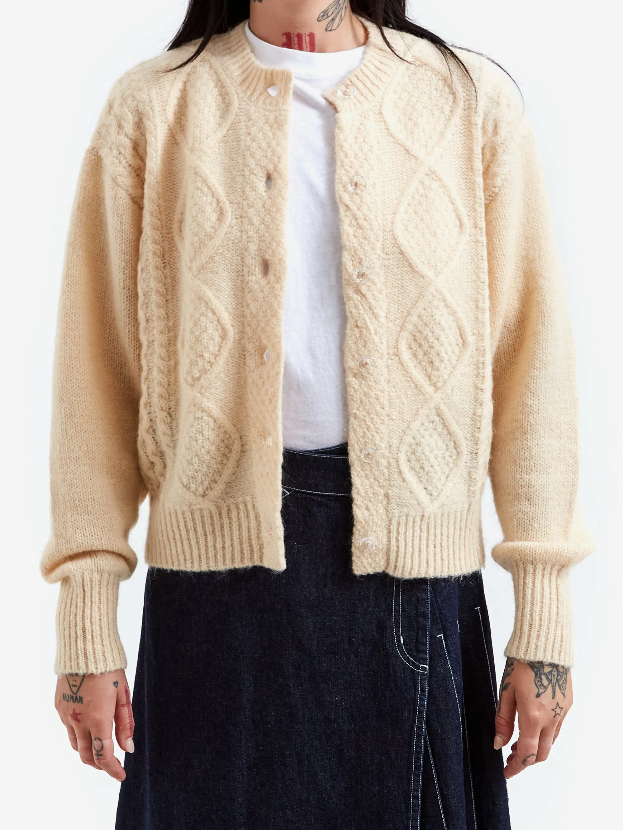 Beams Boy Mohair Alan Cardigan - Ivory