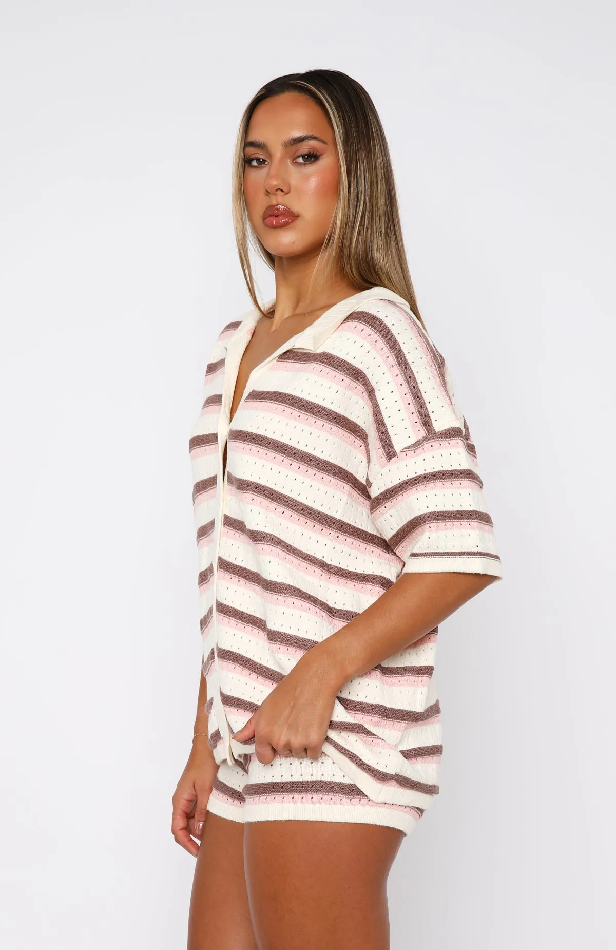 Behind The Scenes Striped Shirt Neutral Blush