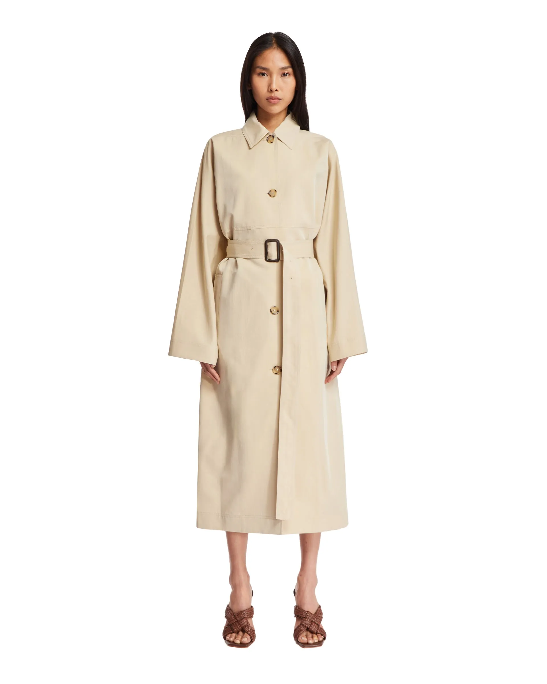 Beige Collared Trench Coat