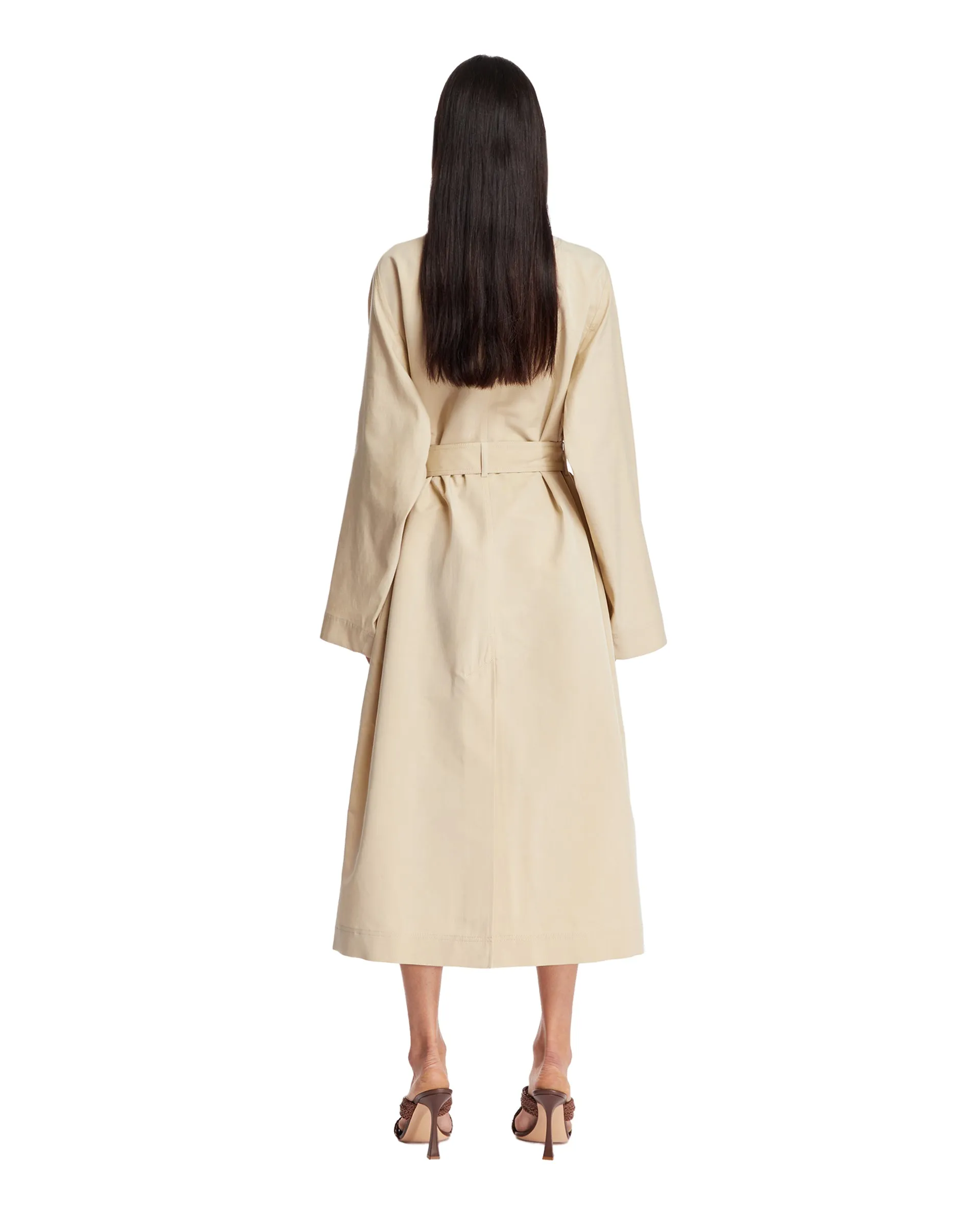 Beige Collared Trench Coat