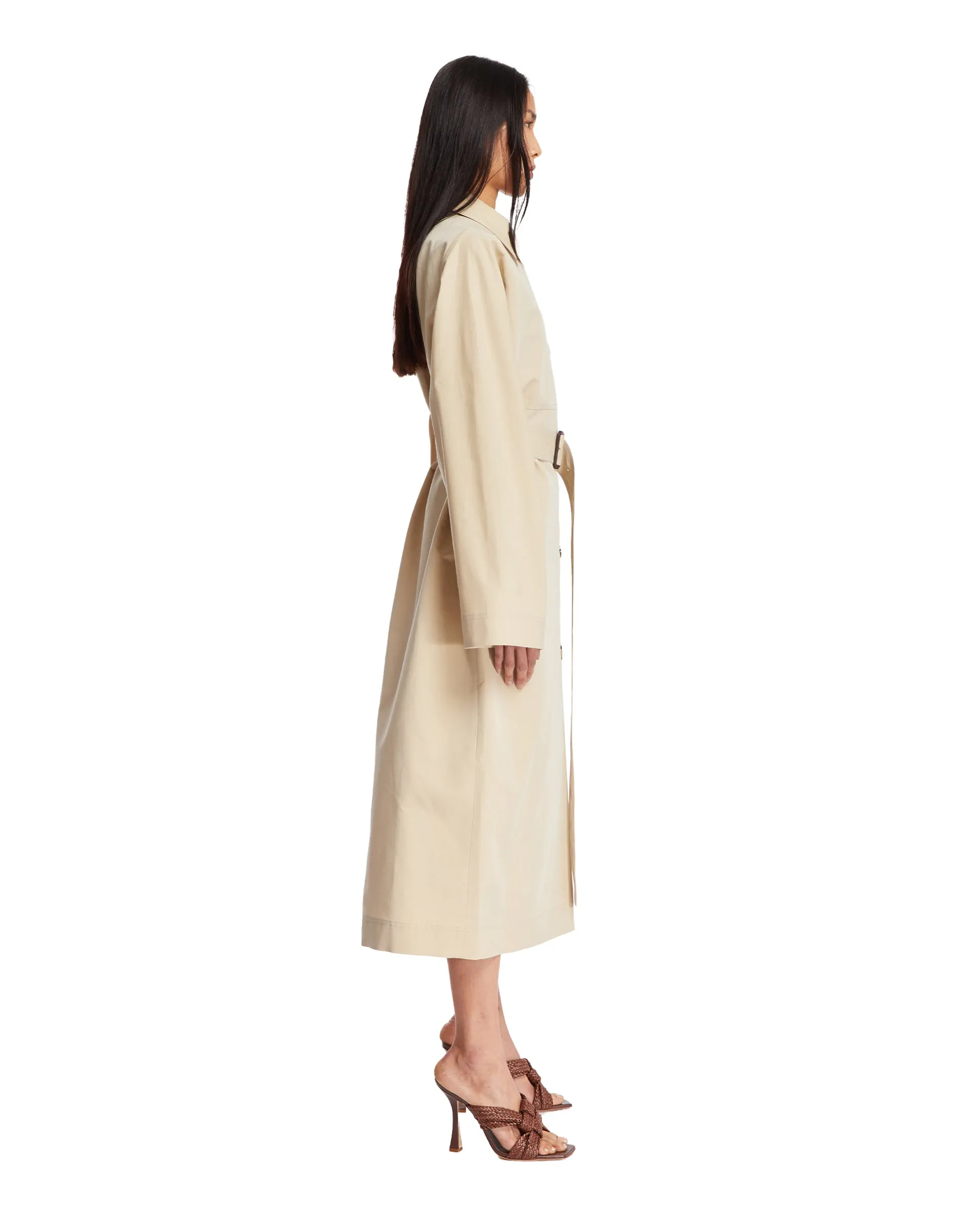 Beige Collared Trench Coat