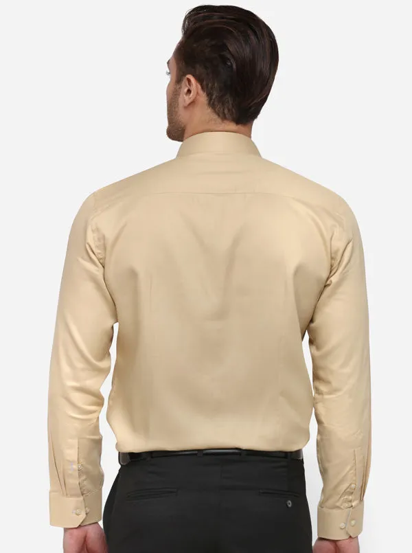 Beige Solid Slim Fit Formal Shirt | Greenfibre