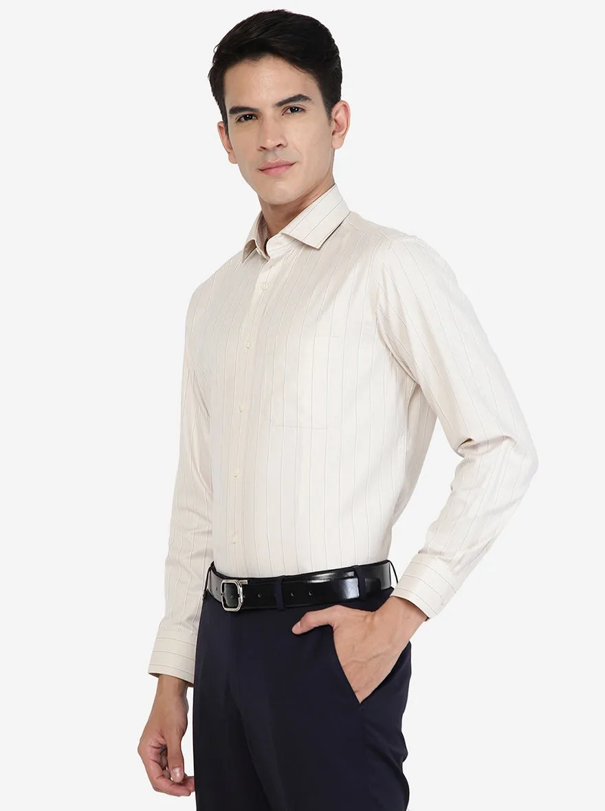 Beige Striped Slim fit Formal Shirt | Greenfibre