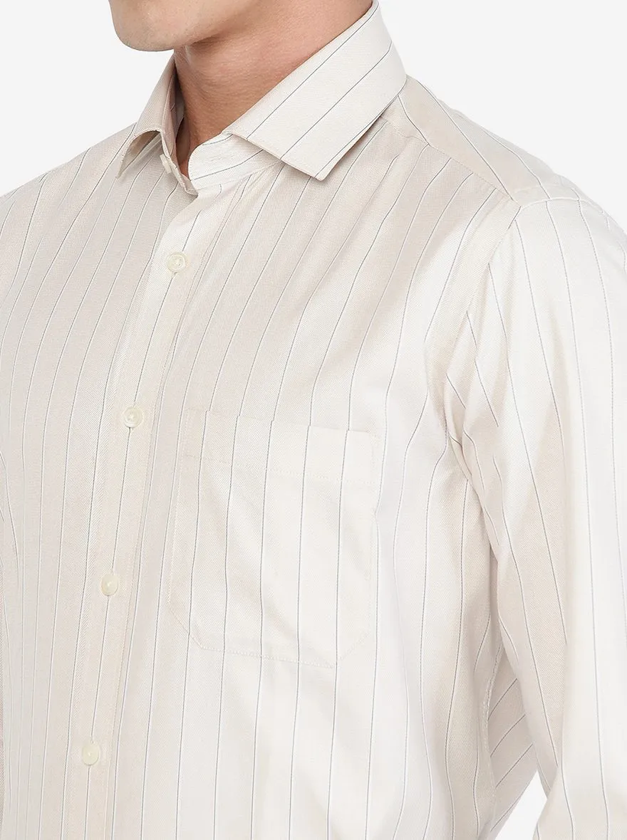 Beige Striped Slim fit Formal Shirt | Greenfibre