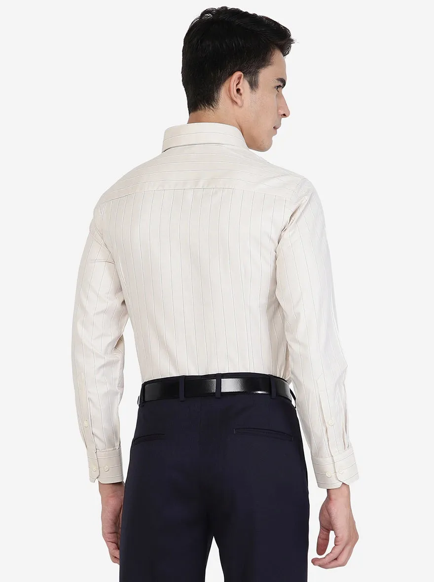 Beige Striped Slim fit Formal Shirt | Greenfibre