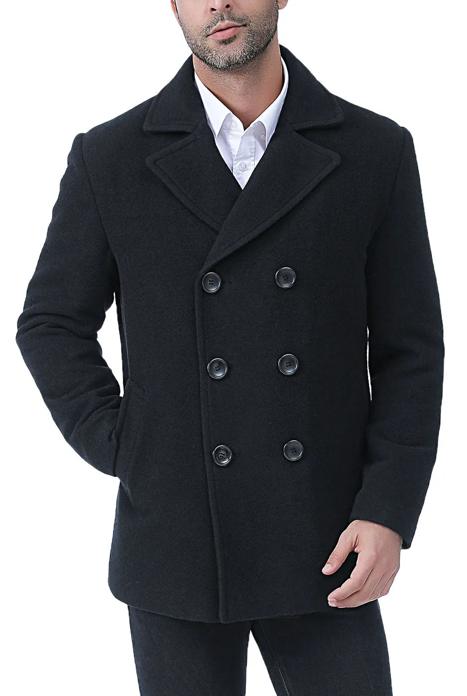 BGSD Men Mark Classic Wool Blend Pea Coat