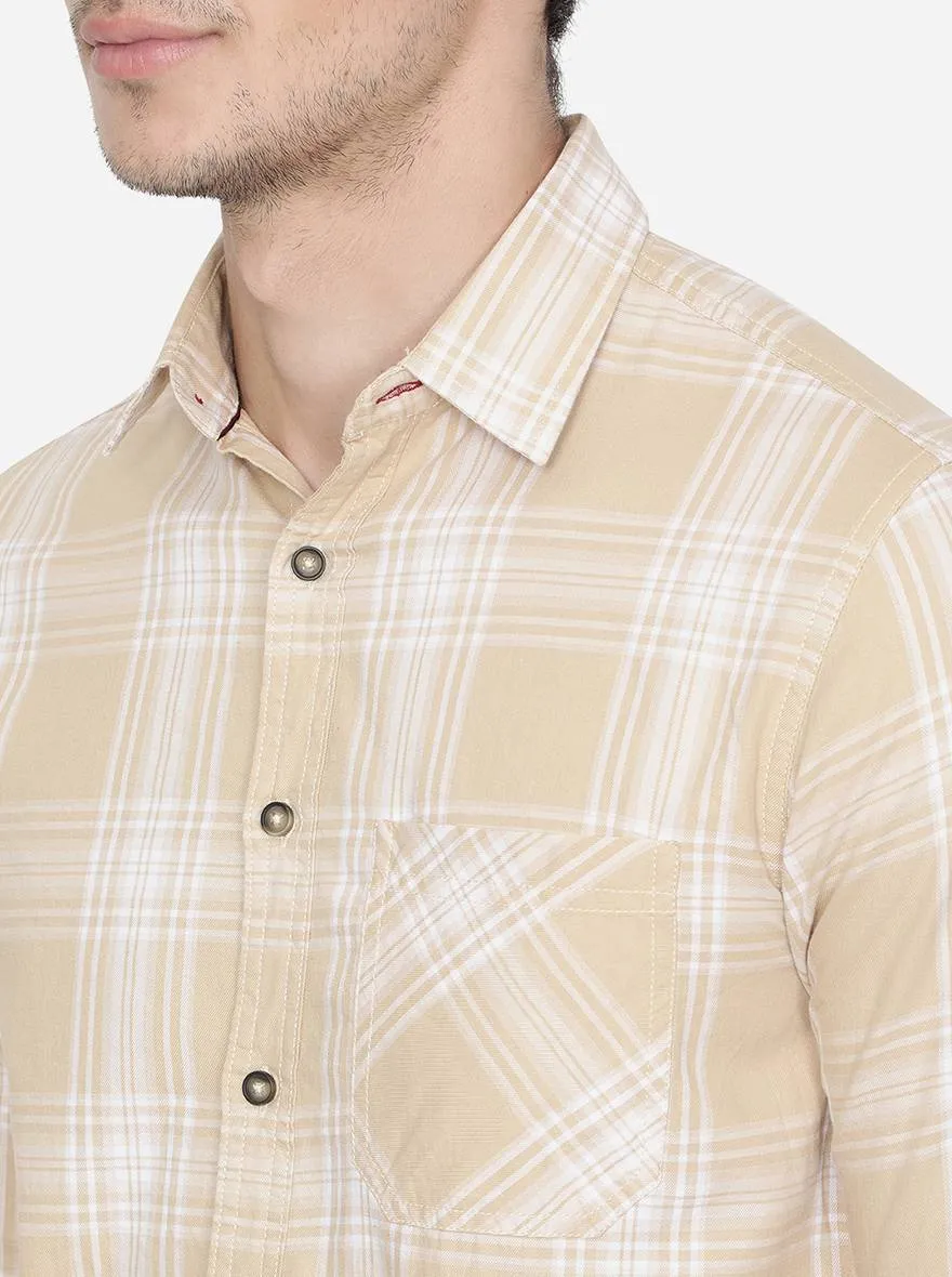 Biscotti Yellow Checked Slim Fit Semi Casual Shirt | Greenfibre