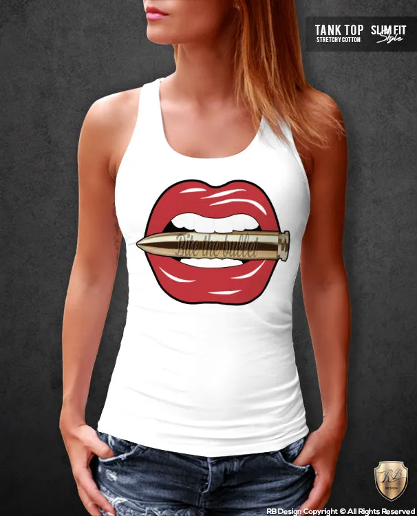 Bite The Bullet Women's Lips T-shirt Ladies Tank Top WD109 RED