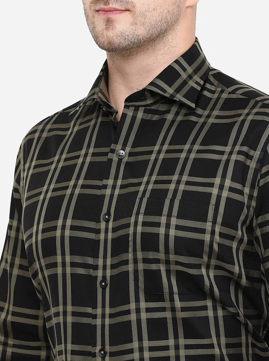 Black & Grey Checked Slim Fit Formal Shirt | Metal