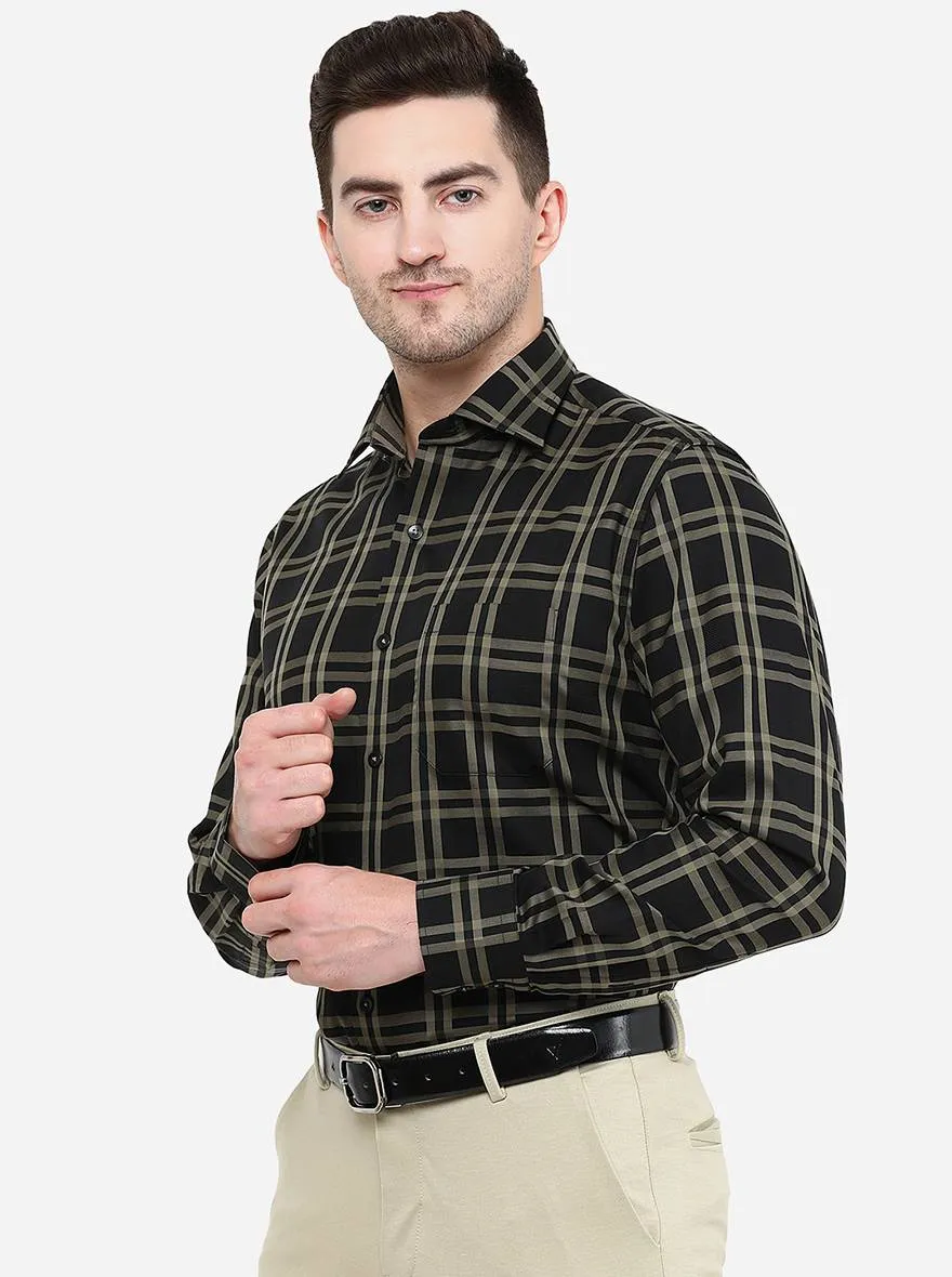 Black & Grey Checked Slim Fit Formal Shirt | Metal