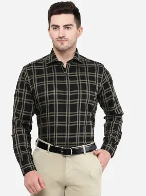 Black & Grey Checked Slim Fit Formal Shirt | Metal