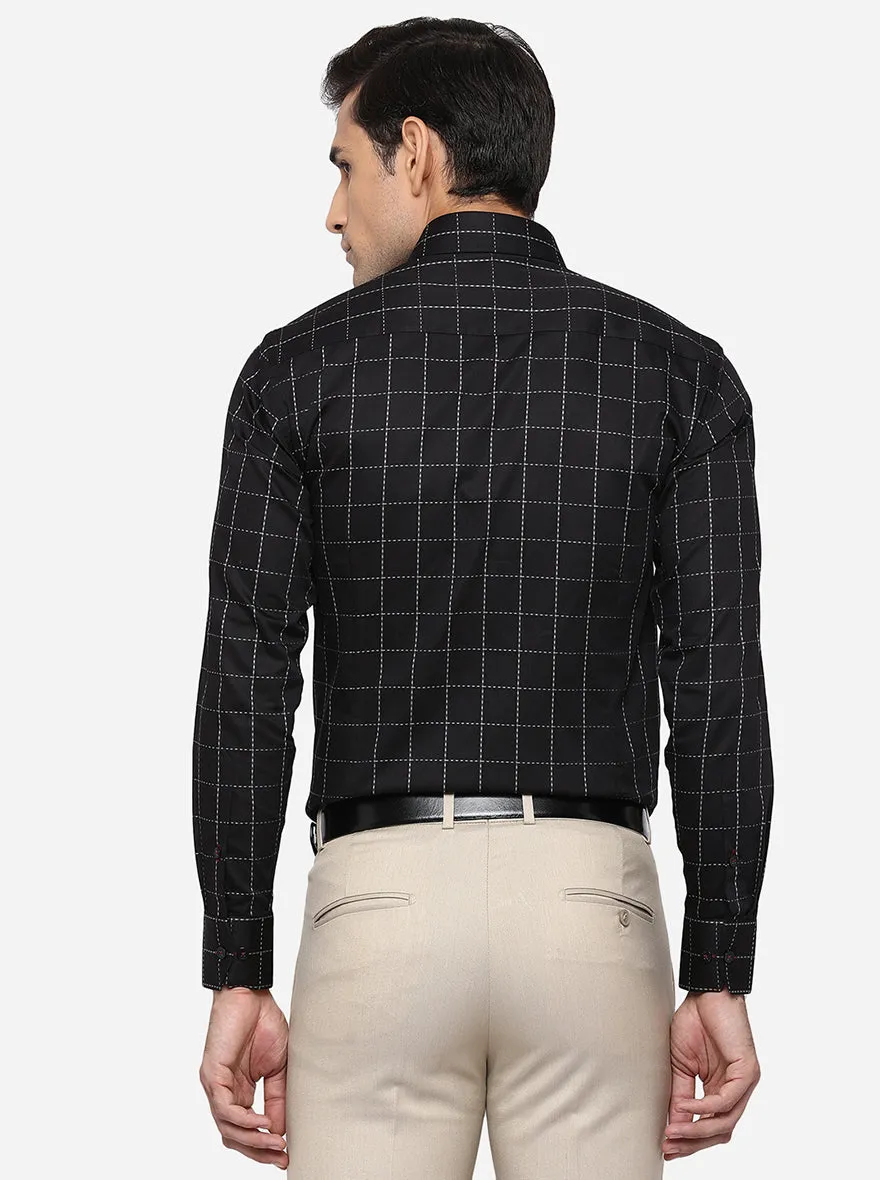 Black & Grey Checked Slim Fit Formal Shirt | Metal