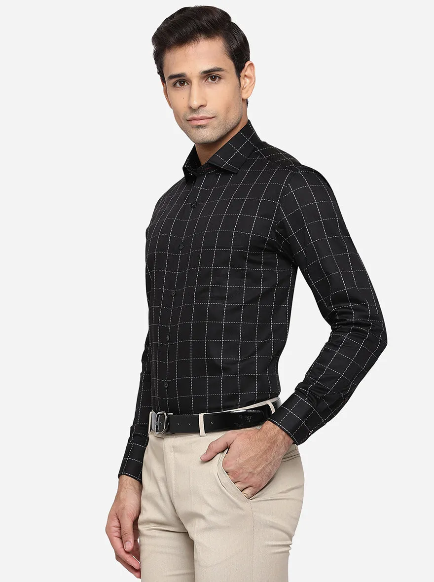 Black & Grey Checked Slim Fit Formal Shirt | Metal