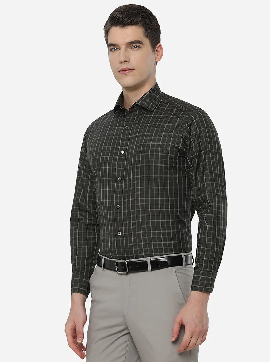 Black & White Checked Slim Fit Formal Shirt | Greenfibre