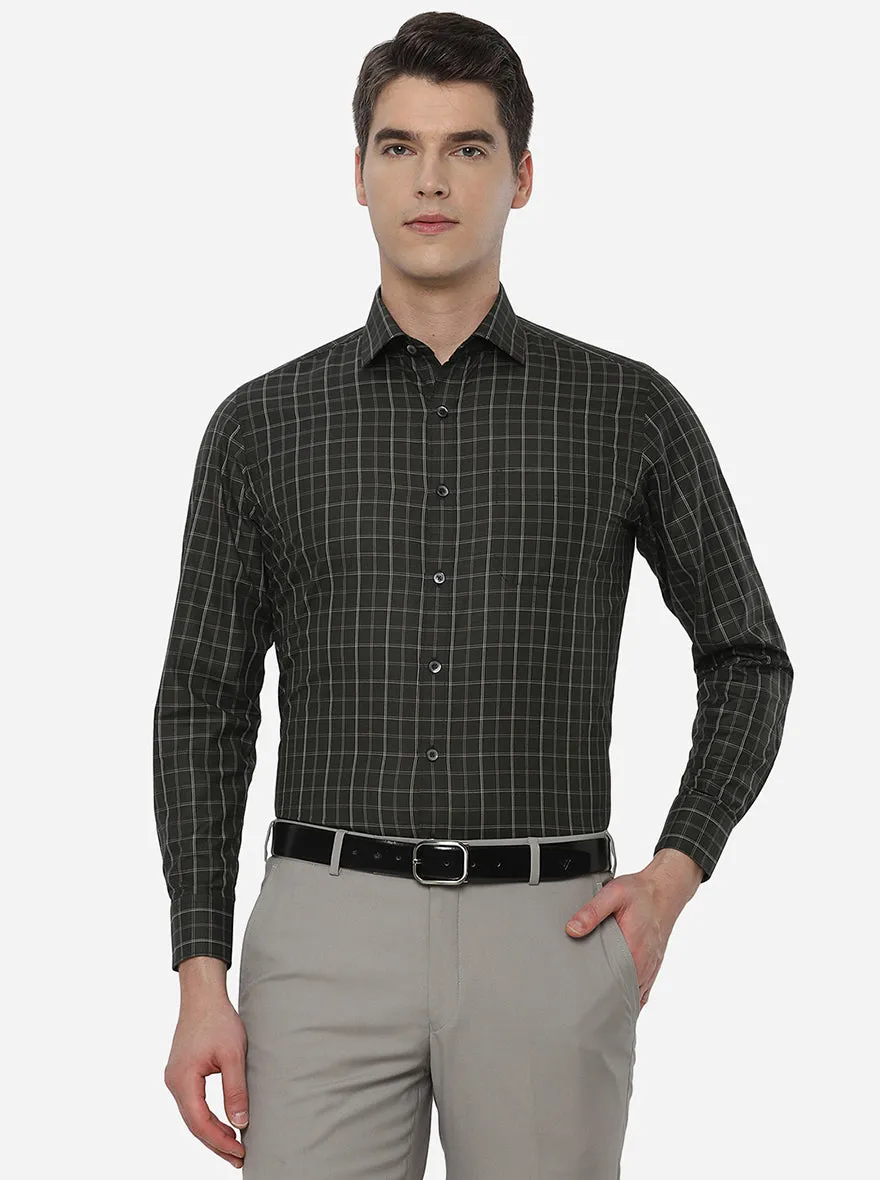 Black & White Checked Slim Fit Formal Shirt | Greenfibre